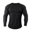 Muscle pure cotton tight-fitting sports T-shirt, men's long-sleeved brother fitness training suit, breathable thin running round-neck T-shirt Item Picture